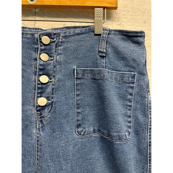 Vintage Y2K Wide Leg High Rise Denim Jean Capri Button Front Sz 16 - Picture 3 of 10